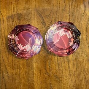 Vintage Floral Lucite Purple Ashtrays Set/2 EUC!!